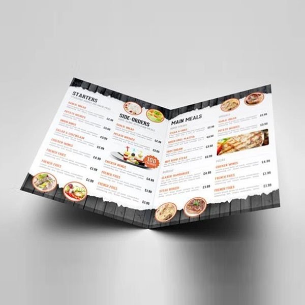 طباعة قائمة طعام للمطاعم