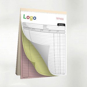 دفتر فواتير 10 حبة , طباعة أربع الوان , مقاس اي فور 